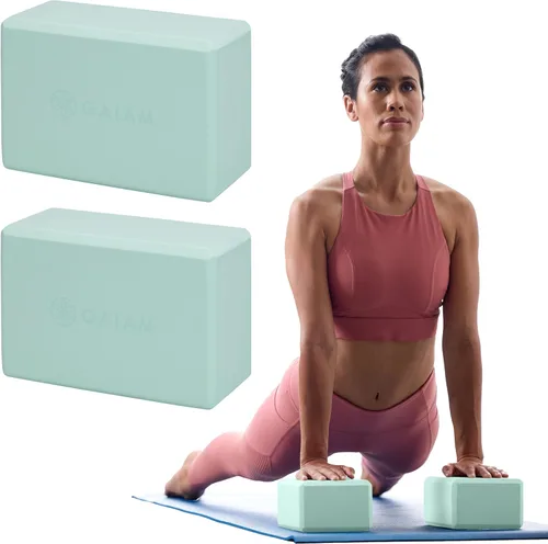 Gaiam Yoga Block - Supportive Latex-Free Eva Foam - Soft Non-Slip Surface with Beveled Edges for Yoga, Pilates, Meditation Lagoon
