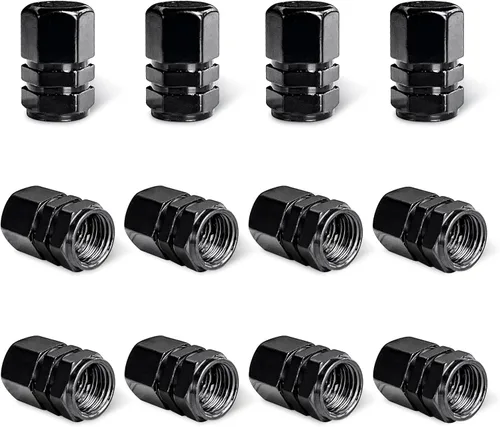 Ziciner 12 tapas de vástago de válvula de neumático de automóvil, cubiertas de válvula de rueda de aleación de aluminio con junta tórica de goma,