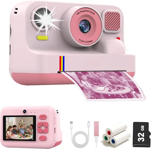 Miniatura 10 de Cámara de impresión instantánea para niños, cámaras de impresión digital instantánea HD 1080P