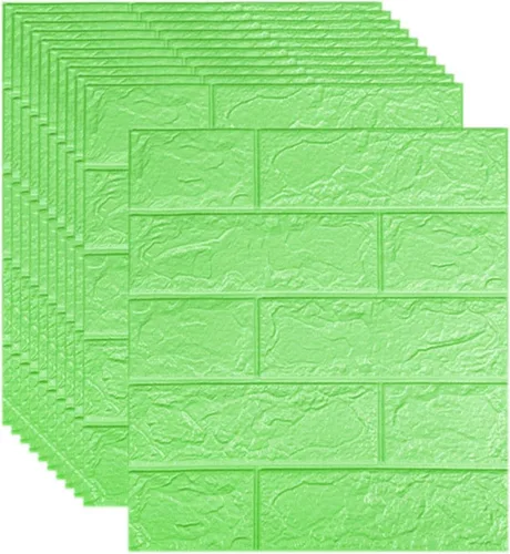 Miniatura 9 de Melairya Paneles de pared 3D para despegar y pegar, papel tapiz de ladrillo 3D de piedra sintética, autoadhesivo, para decoración de paredes Negro