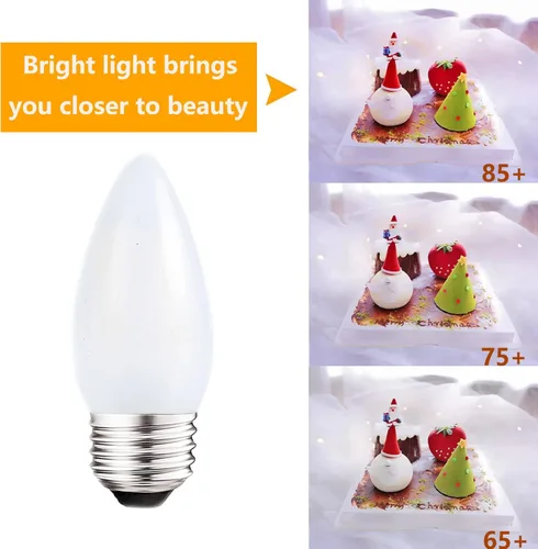 Miniatura 5 de Sunaiony Bombillas LED de candelabro esmeriladas E26 de base media 2W regulables, luz blanca suave 3000K equivalente a 25W, bombillas LED 2W 3000K-8