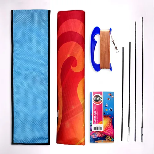 Miniatura 2 de Mint's Colorful Life Cometa de pez diablo para niños y adultos, fácil de volar, cometa Delta de una línea grande, mango de cometa incluido