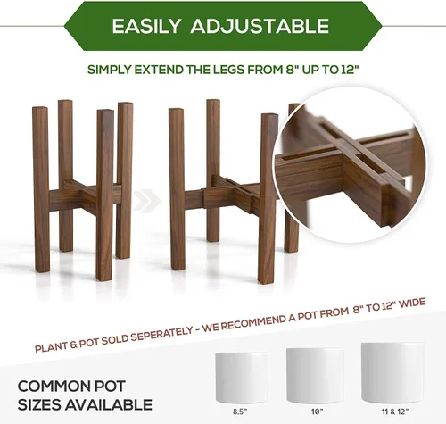 Miniatura 8 de Soporte de plantas moderno de mediados de siglo - Se adapta a macetas grandes de 12 y 13 pulgadas (NO incluidas) - Soporte de madera hecho a mano