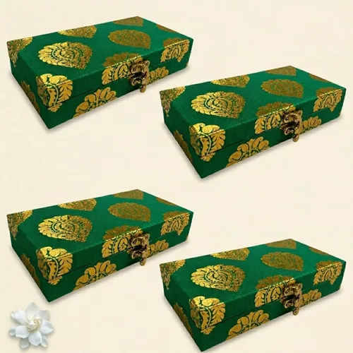 Miniatura 15 de LOVENSPIRE Caja organizadora de viaje de brocado, 4 unidades, cajas de regalo para bodas indias musulmanas paquistaníes punjabi, recuerdo de Nikah
