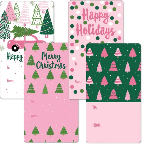 Miniatura 9 de Etiquetas de regalo de Navidad de flamenco rosa, etiquetas de regalo de Navidad tropicales para despegar y pegar, 42