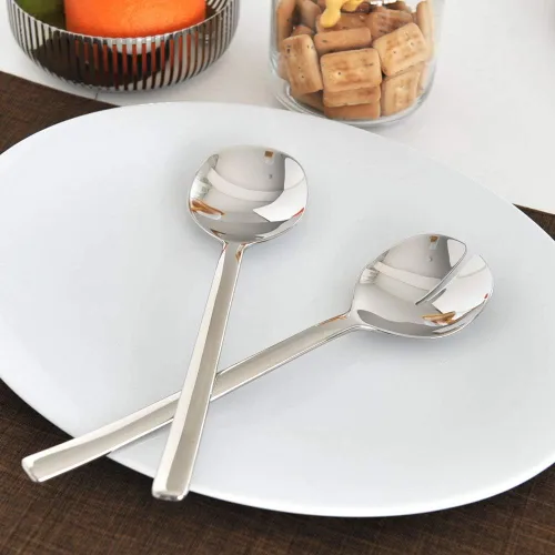 Miniatura 2 de Alessi Juego de ensalada "Ovale" en acero inoxidable 18/10 pulido espejo, plateado