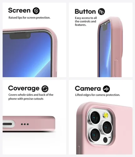 Miniatura 5 de GOOSPERY Funda de silicona líquida compatible con iPhone 13 Pro Max, protección de cuerpo completo, suave al tacto, a prueba de golpes, con forro