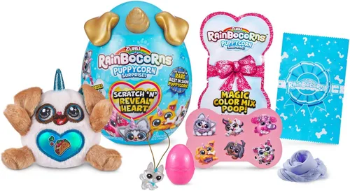 Miniatura 2 de Zuru Rainbocorns Puppycorn Surprise Series 1 Penny la pug, perro de peluche, coleccionable, huevo sorpresa, paquete de calcomanías, mezcla Slime