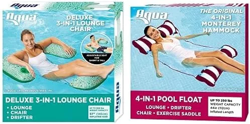 Aqua Leisure Mosaic - Flotador de silla de piscina 3 en 1 y hamaca Monterey original 4 en 1, flotador de piscina y hamaca de agua, salón de mosaico
