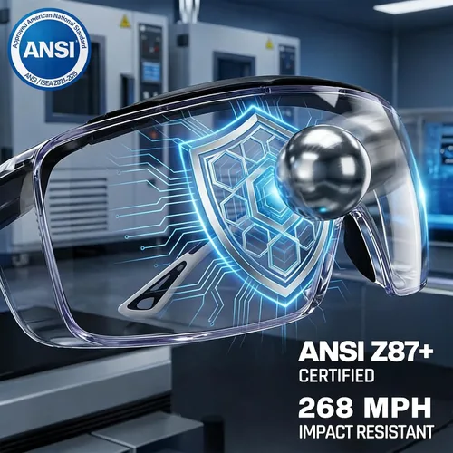Miniatura 2 de MORK&SUKY Gafas de seguridad que se ajustan a los anteojos recetados, certificado ANSI Z87, protección ocular antivaho para hombres y mujeres.