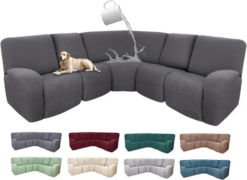 Miniatura 64 de Fundas de sofá reclinable seccional 100% impermeables para sofá reclinable en forma de L, funda de sofá modular de esquina en forma de L, fundas