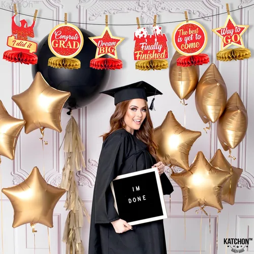 Miniatura 8 de KatchOn, Centros de mesa de graduación rojos y dorados para mesas 2026 – Paquete de 9 Centros de mesa de graduación 2026 para decoraciones