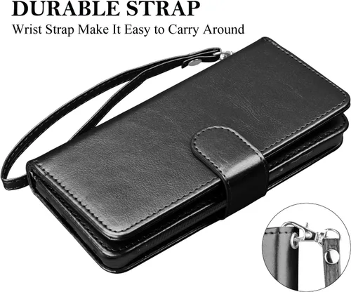 Miniatura 6 de Funda tipo cartera para iPhone 15 Pro, funda para iPhone 15 Pro, funda de piel sintética con soporte para tarjetas de crédito