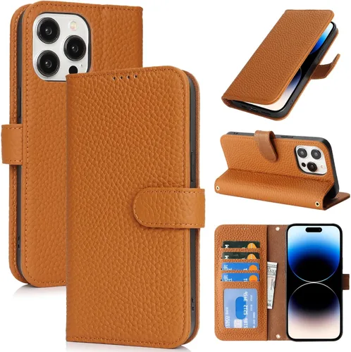 Miniatura 13 de Zouzt Funda para iPhone 11 de 6.1 pulgadas de piel auténtica con 4 ranuras para tarjetas, tarjetero con bloqueo RFID, tapa magnética, función atril