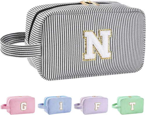 Miniatura 71 de Regalos personalizados para mujeres, bolsa de maquillaje con inicial, bolsa de maquillaje de viaje, bolsa de cosméticos, bolsa de artículos