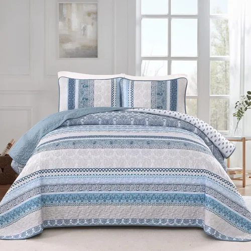 Miniatura 16 de WONGS BEDDING Juego de Edredón Boho Tamaño Full, Juego de Edredones Bohemios Grises de 3 Piezas, Juego de Ropa de Cama Cubrecama de Microfibra