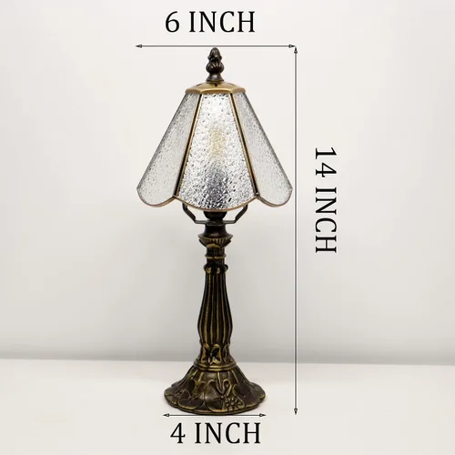 Miniatura 2 de Tiffany Style Table Lamp White Diamond Stained Glass Lamp 14 Inch Small Lamp,Desk Lamps,6X6X14 Inch,Bronze Resin Base, Antique Lamp,Mini Accent