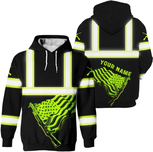 Sudadera con capucha de alta visibilidad con diseño de bandera de Estados Unidos para hombre, reflectante, ropa de trabajo de seguridad para