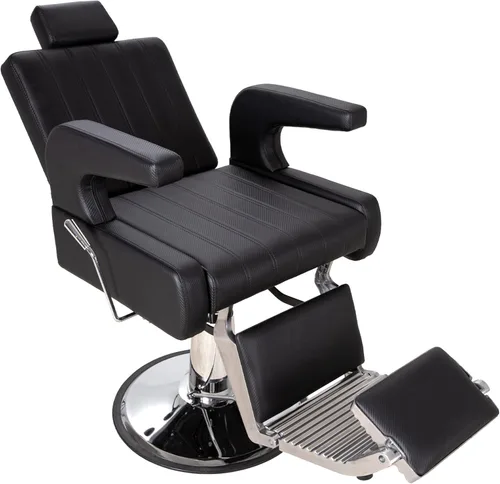 Miniatura 10 de Silla de peluquería hidráulica para peluquería 450 LBS 360° Swivel 135° Reclining Adjustable Headrest & Footrest Pu Leather Ideal for