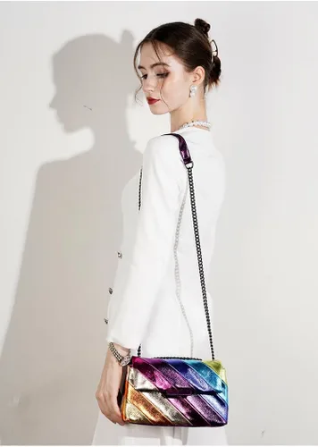 Miniatura 6 de Bolso de hombro para mujer, colorido bolso cruzado bolso de mano, bolso cuadrado para fiesta, noche, elegante y ligero