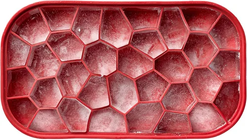 Miniatura 3 de Lékué Caja de hielo Rojo Bandeja de hielo para congelador con tapa y contenedor Hecho con silicona 100% platino Cubos de hielo