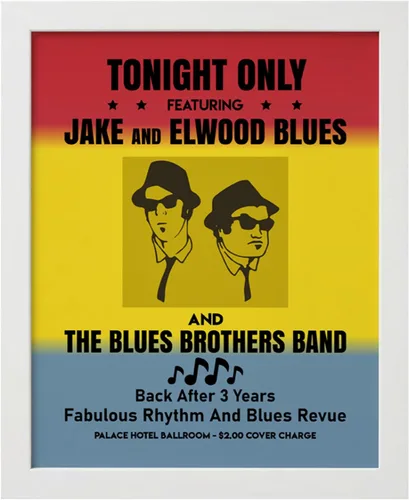 Miniatura 13 de Tonight Only-Jake & Elwood Blues-The Blues Brothers Band Arte de Pared Vintage, Arte de Pared Retro de TV con Impresión de Silueta de John