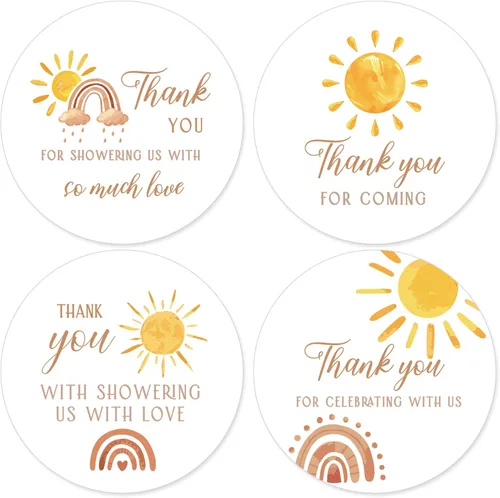 Tenceur 80 calcomanías para baby shower de sol, 2 pulgadas, primer viaje alrededor del sol, calcomanías de agradecimiento para celebrar con