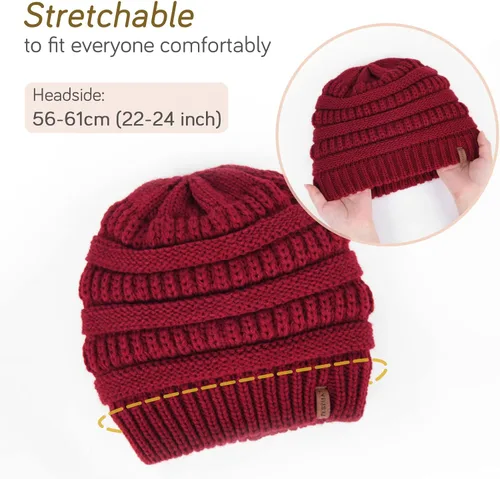 Miniatura 5 de FURTALK Gorro de invierno para mujer, con forro de satén, tejido trenzado, grueso, holgado, gorro cálido