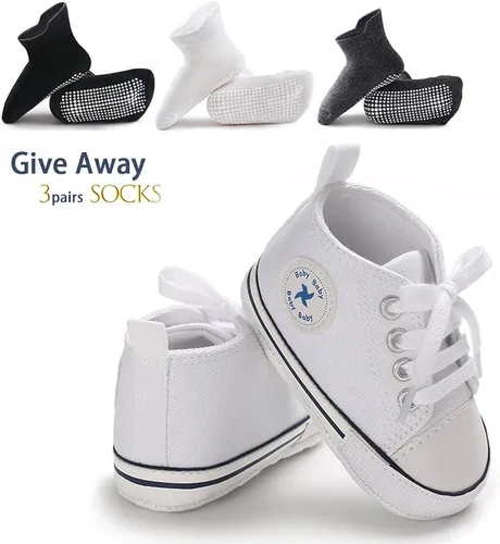 Miniatura 2 de eitwo Zapatos de lona suave unisex para bebés y niñas, ligeros y antideslizantes para recién nacidos y niños pequeños