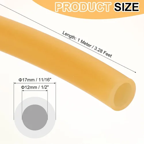 Miniatura 2 de uxcell Tubo de goma de látex natural, 1/2 pulgadas de diámetro interior x 11/16 pulgadas de diámetro exterior de 3.3 pies de diámetro exterior