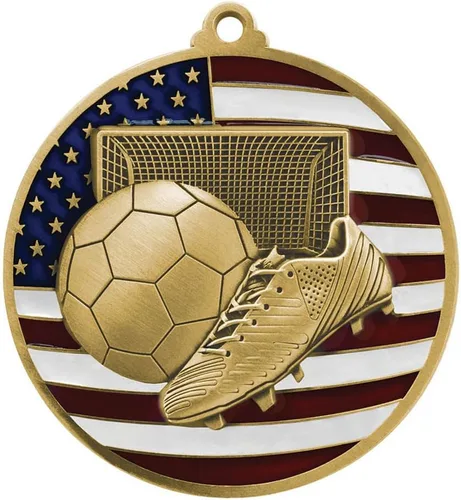 Miniatura 2 de Decade Awards Medalla patriótica grabada de fútbol – Medallón de fútbol de 2.75 pulgadas de ancho con estrellas y rayas de la bandera estadounidense