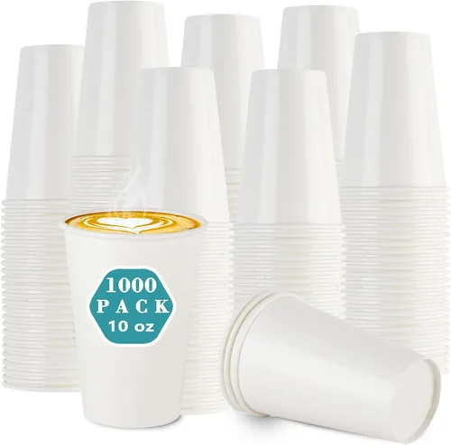 Miniatura 8 de vivigu Tazas de café – Paquete de 300 vasos de papel de 10 onzas, taza de café de papel desechable para bebidas calientes y frías, tazas calientes