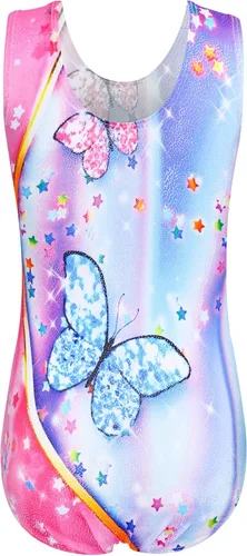 Miniatura 2 de Jinhiteam Leotardos de gimnasia para niñas, talla 2 a 9 años, multicolor, sin mangas, para niños pequeños