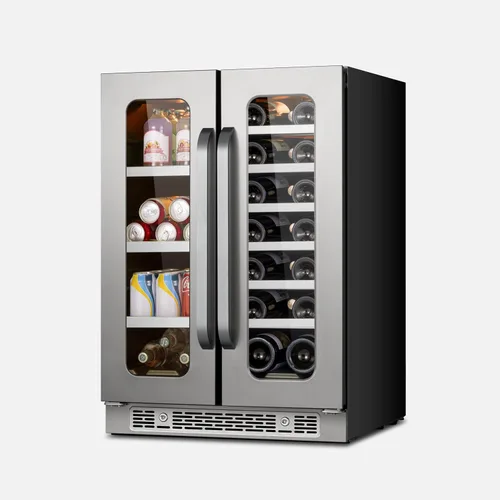 Miniatura 9 de Refrigerador de vino de 15 pulgadas, 29 botellas, refrigerador de vino de doble zona debajo del mostrador con puerta de vidrio, 3 LED integrados