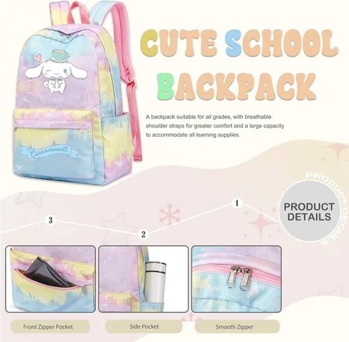 Miniatura 5 de Roffatide Anime Cinnamoroll Print Casual Mochila Big Ear Dog Laptop Mochila