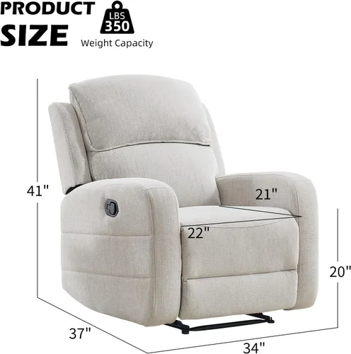 Miniatura 2 de EBELLO Juego de sofá reclinable manual para sala de estar, sofá reclinable de tela suave para sala de reuniones, respaldo y apoyabrazos acolchados