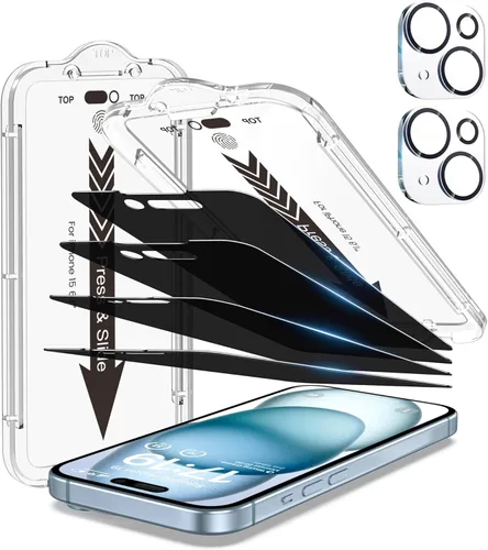 Miniatura 21 de EZ-GLAZ - Paquete de 4 + 2 protectores de pantalla de privacidad para iPhone 13 [6.1 pulgadas] con protector de lente de cámara