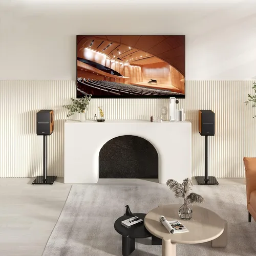 Miniatura 8 de Perlegear, juego de soportes universales para altavoces de sonido envolvente de hasta 22 libras - 28 pulgadas, soportes para estante de altavoces