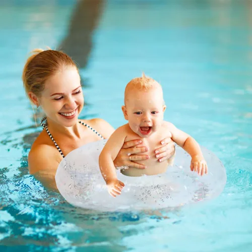 Miniatura 2 de Anillo de natación inflable transparente con lentejuelas brillantes, flotador de piscina de PVC de 24 pulgadas para niños, ligero y fácil