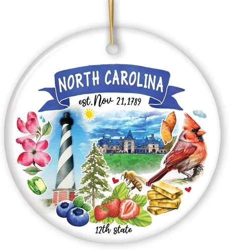 Miniatura 24 de Recuerdos coleccionables de cerámica de EE. UU. - Adornos navideños artísticos con temas y monumentos estatales de Tennessee