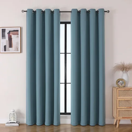 Miniatura 12 de Flyfun - Cortinas opacas con ojales para dormitorio y sala de estar, juego de 2 paneles, con aislamiento térmico, cortinas de oscurecimiento