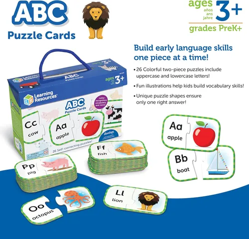 Miniatura 6 de Learning Resources Tarjetas de rompecabezas ABC, preparación para el jardín de infantes, rompecabezas autocorrectivos, juegos de aprendizaje