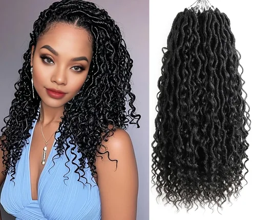Pelo corto bohemio de ganchillo Goddess Locs de 14 pulgadas, 5 paquetes de rastas de pelo sintético rizado para mujeres negras, suave