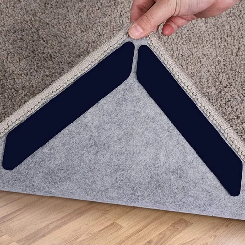 16 cintas adhesivas para alfombra, de doble cara, lavable, extraíble, para evitar que se encresquen, mantiene la alfombra en su lugar,