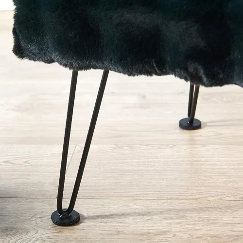 Miniatura 6 de Asiento otomano cuadrado negro con burbujas de piel sintética suave y mullida, asiento de banco de entrada, 17 x 17 x 17 pulgadas, mesa auxiliar
