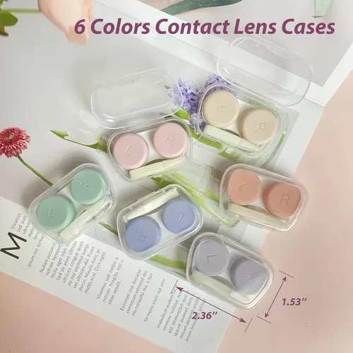 Miniatura 2 de Paquete de 6 fundas para lentes de contacto, estuche de contacto portátil con pinzas para herramientas aplicadoras, para viajes al aire libre