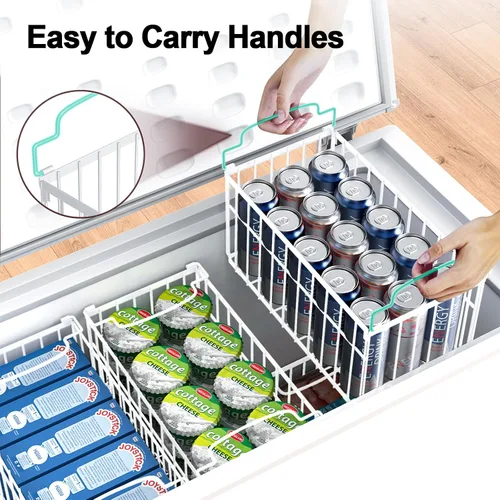 Miniatura 4 de MSERCUOR Contenedores organizadores para congelador, paquete de 2 cubos organizadores apilables de pecho profundo, cestas plegables para congelador