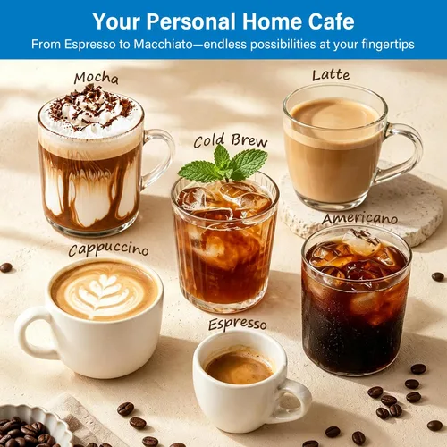 Miniatura 7 de XIXUBX Cafetera de café expreso y café frío de 20 barras con espumador de leche, tanque extraíble de 42 onzas, acero inoxidable, perfecta