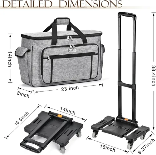 Miniatura 5 de CAB55 Estuche de transporte con ruedas para Cricut Maker 3/Maker 4/Maker/Explore 4/Explore 3/Explore Air 2, bolsa de almacenamiento de doble capa
