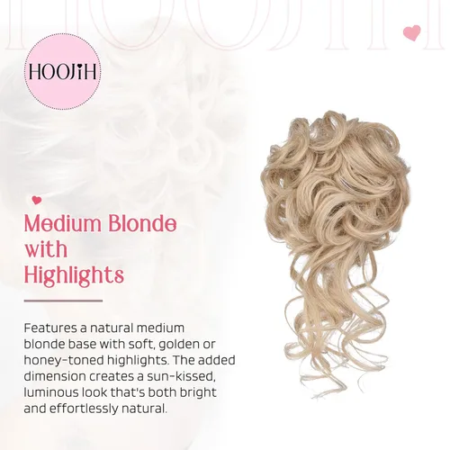 Miniatura 5 de HOOJIH 2 piezas de postizo para moño despeinado, recogido despeinado con mechones sueltos, extensiones de moño, postizo de cabello ondulado rizado